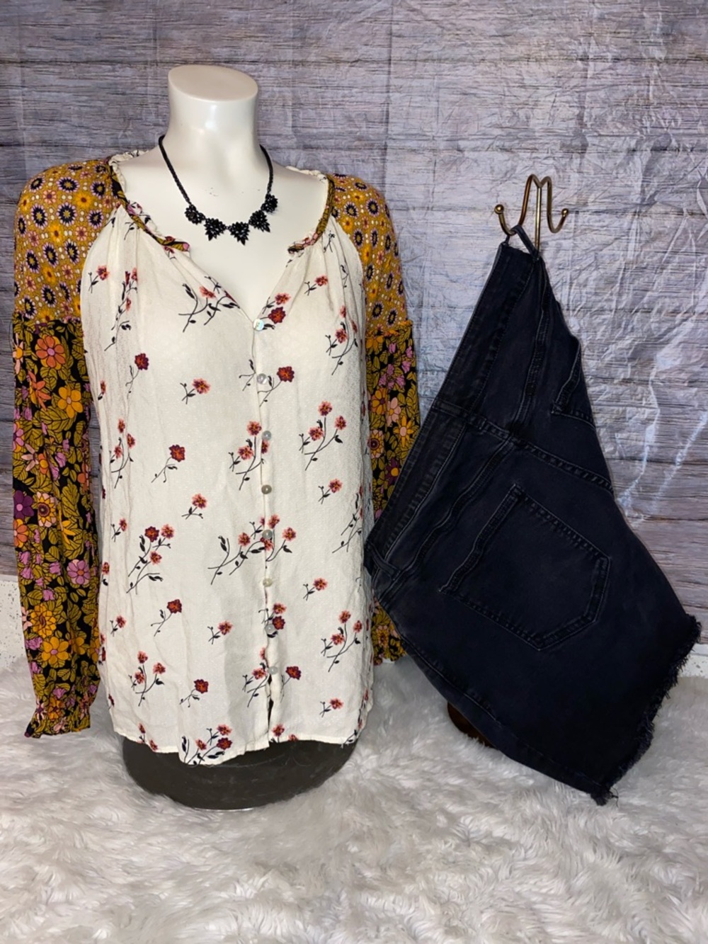 Jane Delancey Floral Mixed Print Blouse